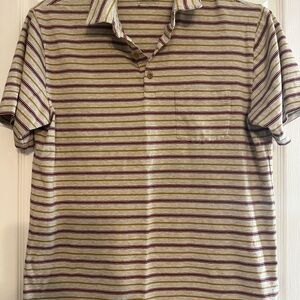 Striped Men's Polo Shirt - Red and gold